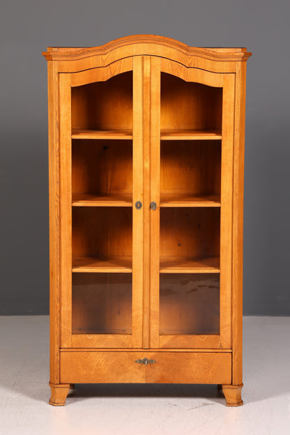 Wunderschöne Antik Vitrine Eiche Geschirrschrank Biedermeier Weichholz Glasvitrine Bücherregal Landhaus Regal