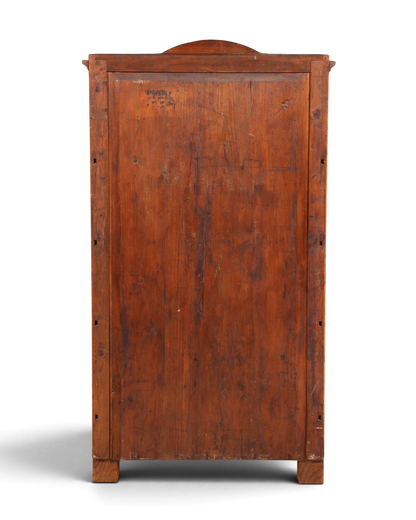 Hauptstadt Möblerei Biedermeier Vitrine aus massivem Weichholz, Rückansicht des antiken Schranks