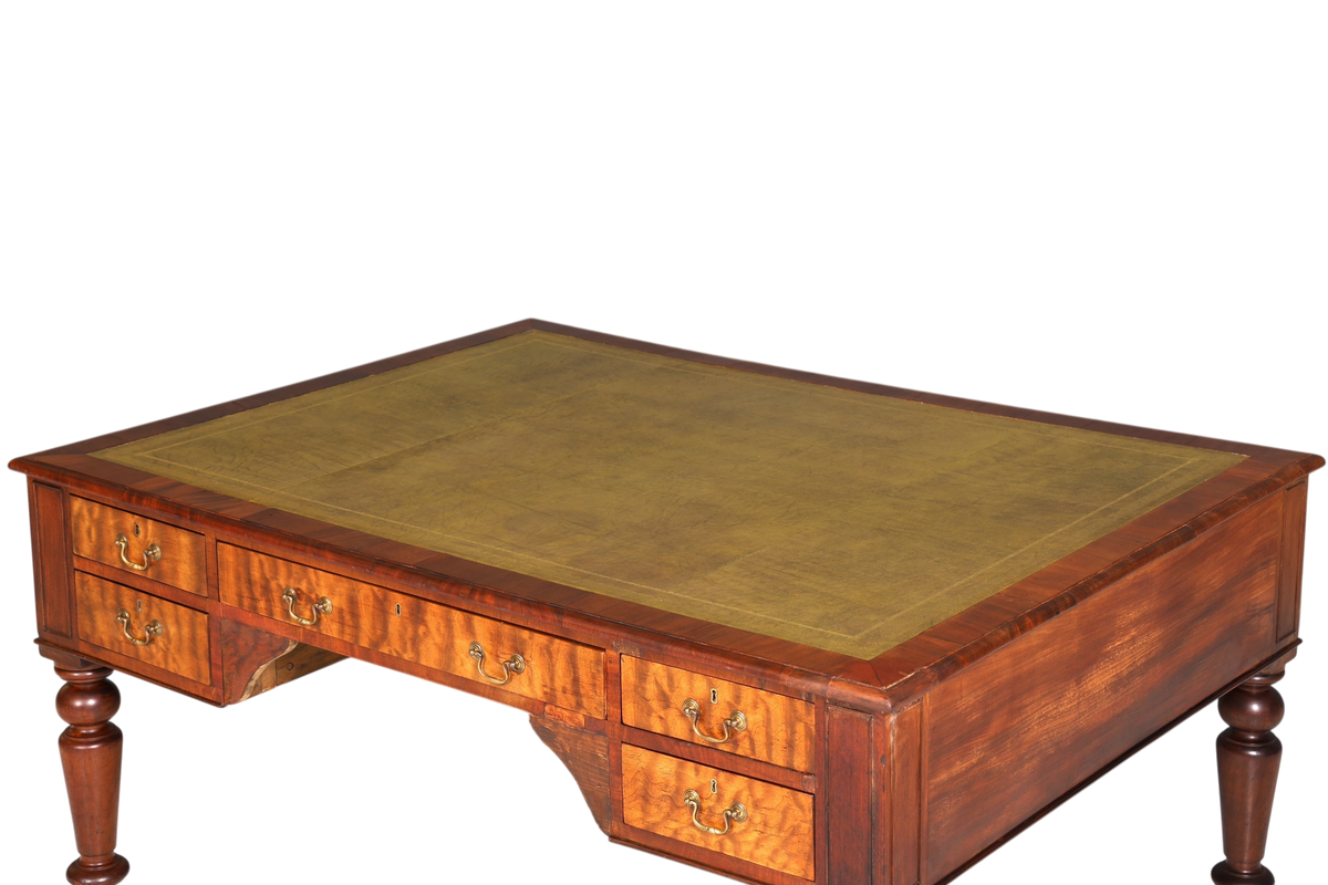 Wunderschöner Englischer XXL Schreibtisch Englisch Partner Desk Leder Auflage Antik Stil Bürotisch Office Desk