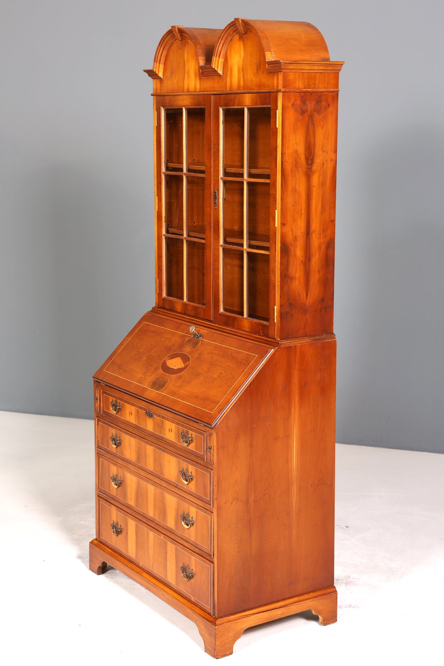 Stilvoller Englischer Sekretär Büro Aufsatzsekretär Eibe Antik Stil Vitrinen Schrank UK