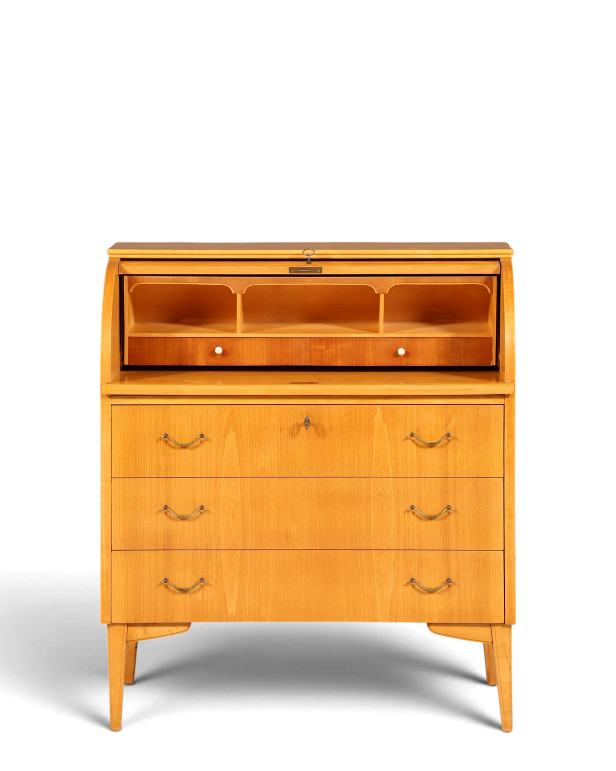 Stilvoller Mid Century Rollladen Sekretär echt Holz Büro Schrank Vintage Schreibkommode