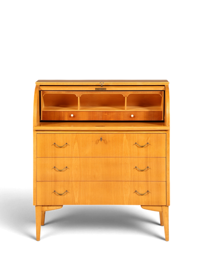 Stilvoller Mid Century Rollladen Sekretär echt Holz Büro Schrank Vintage Schreibkommode