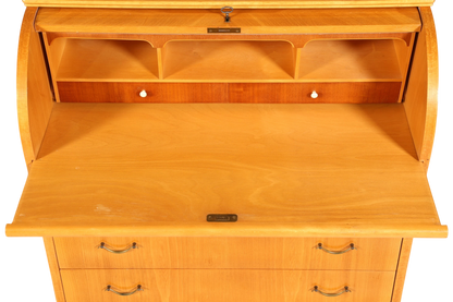 Stilvoller Mid Century Rollladen Sekretär echt Holz Büro Schrank Vintage Schreibkommode