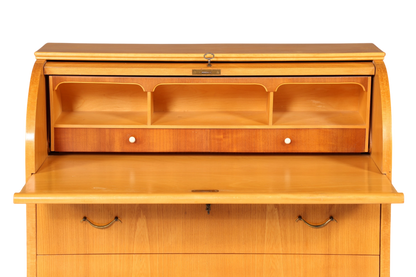 Stilvoller Mid Century Rollladen Sekretär echt Holz Büro Schrank Vintage Schreibkommode