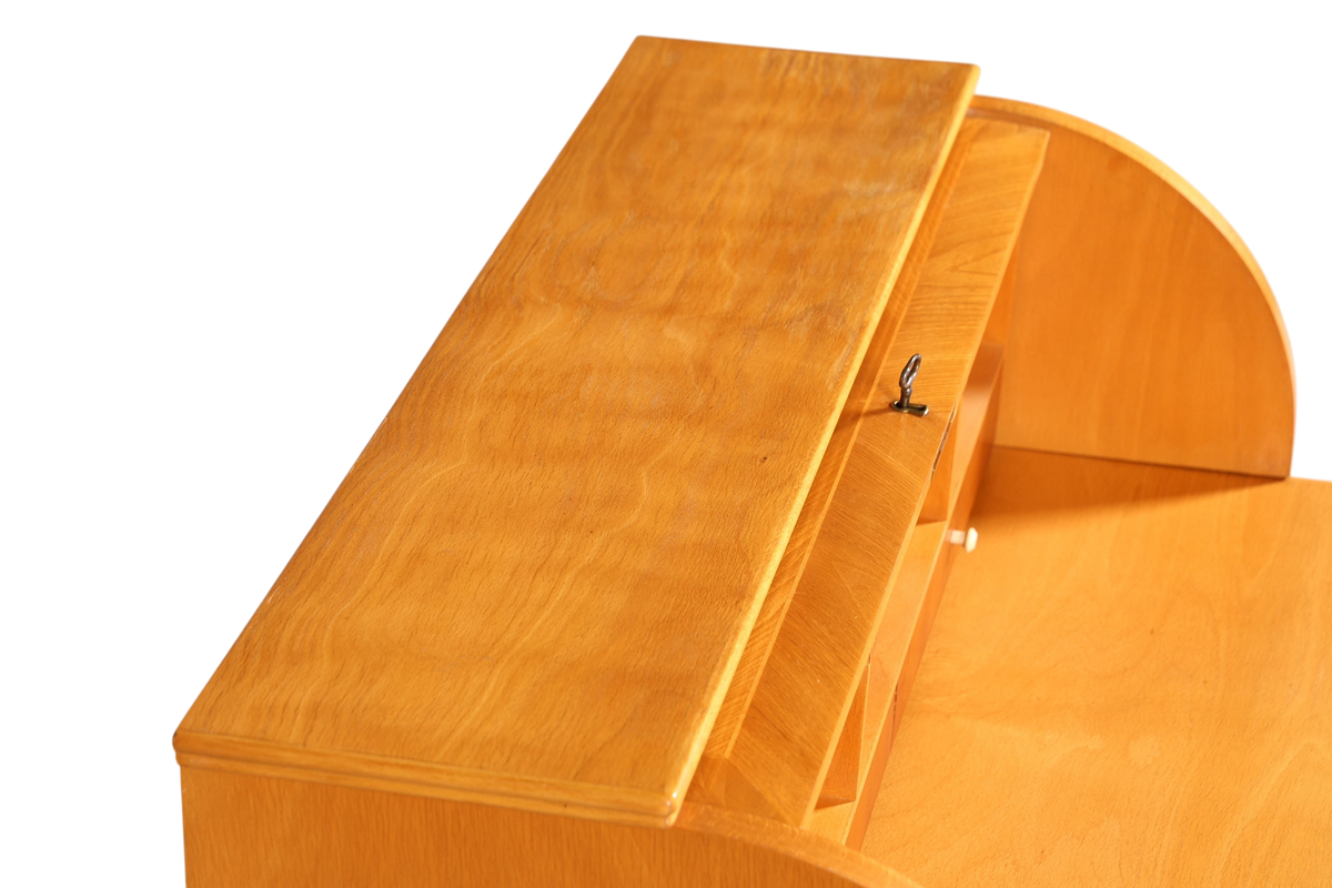 Stilvoller Mid Century Rollladen Sekretär echt Holz Büro Schrank Vintage Schreibkommode