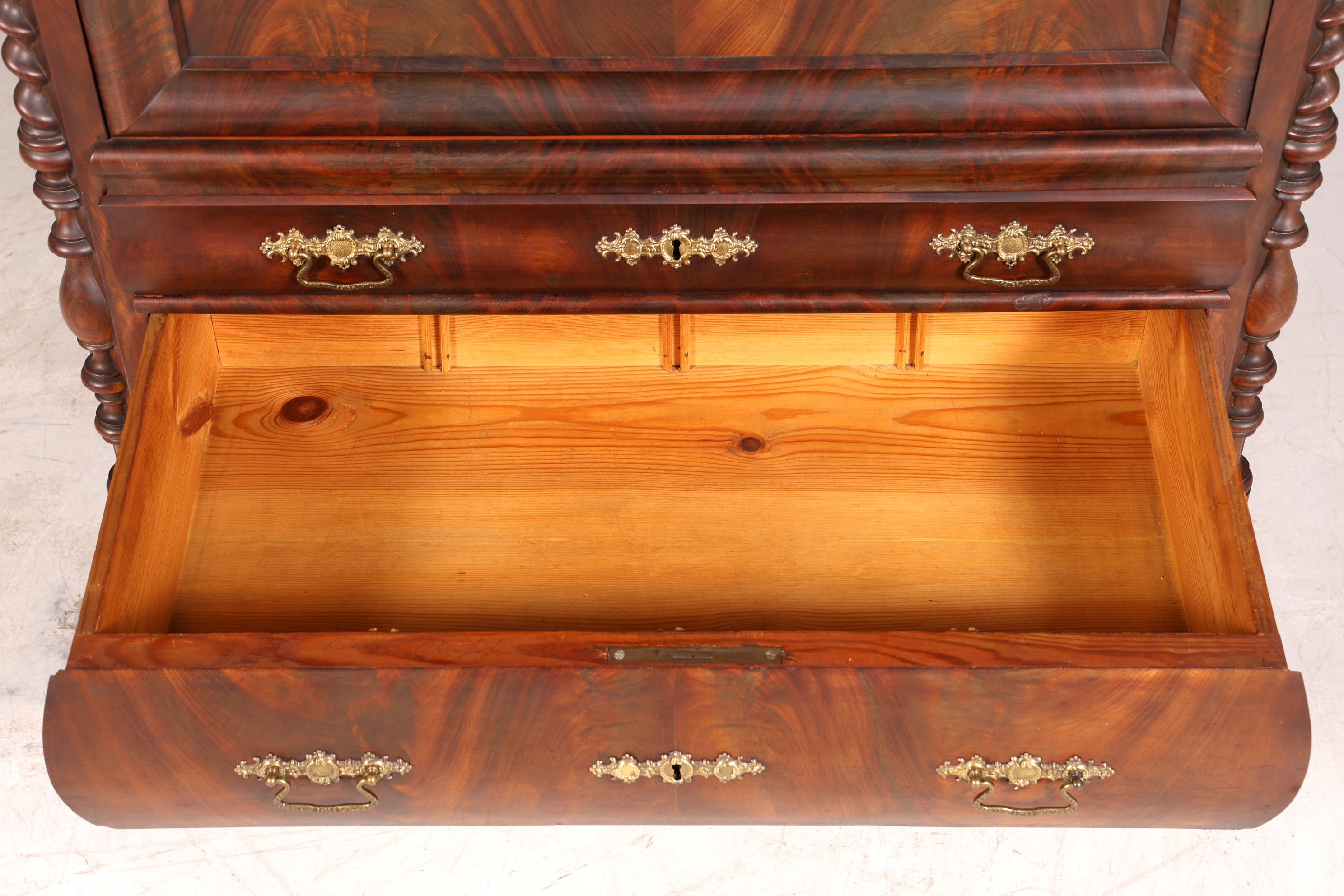 Edler Louis Philippe Sekretär Antik Biedermeier Vertiko Highboard Antik Schreibtisch Kommode