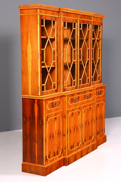 Dreamlike English display cabinet, bookcase, buffet, antique style, English yew, glass display case, library