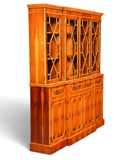 Traumhafte Englische Vitrine Bücherschrank Buffet Antik Stil Englisch Eibe Glasvitrine Bibliothek