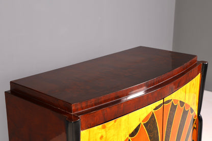 Wunderschönes Art Deco Stil Highboard Schrank Kommode Vertiko Sun Cabinet