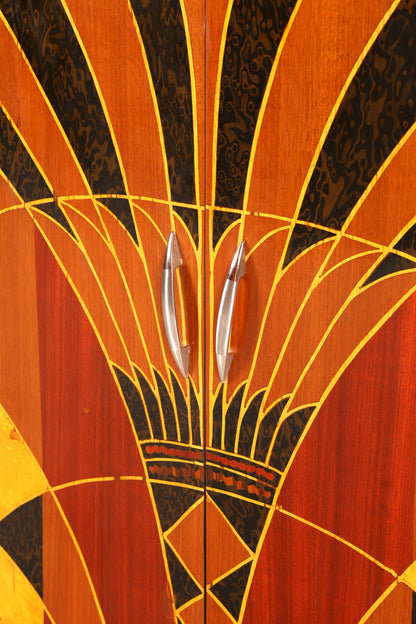 Wunderschönes Art Deco Stil Highboard Schrank Kommode Vertiko Sun Cabinet