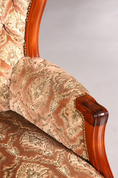 F900 Finish cm Edler Chippendale Armlehnsessel Barock Stil Sessel Armchair Samt Stoff Sessel