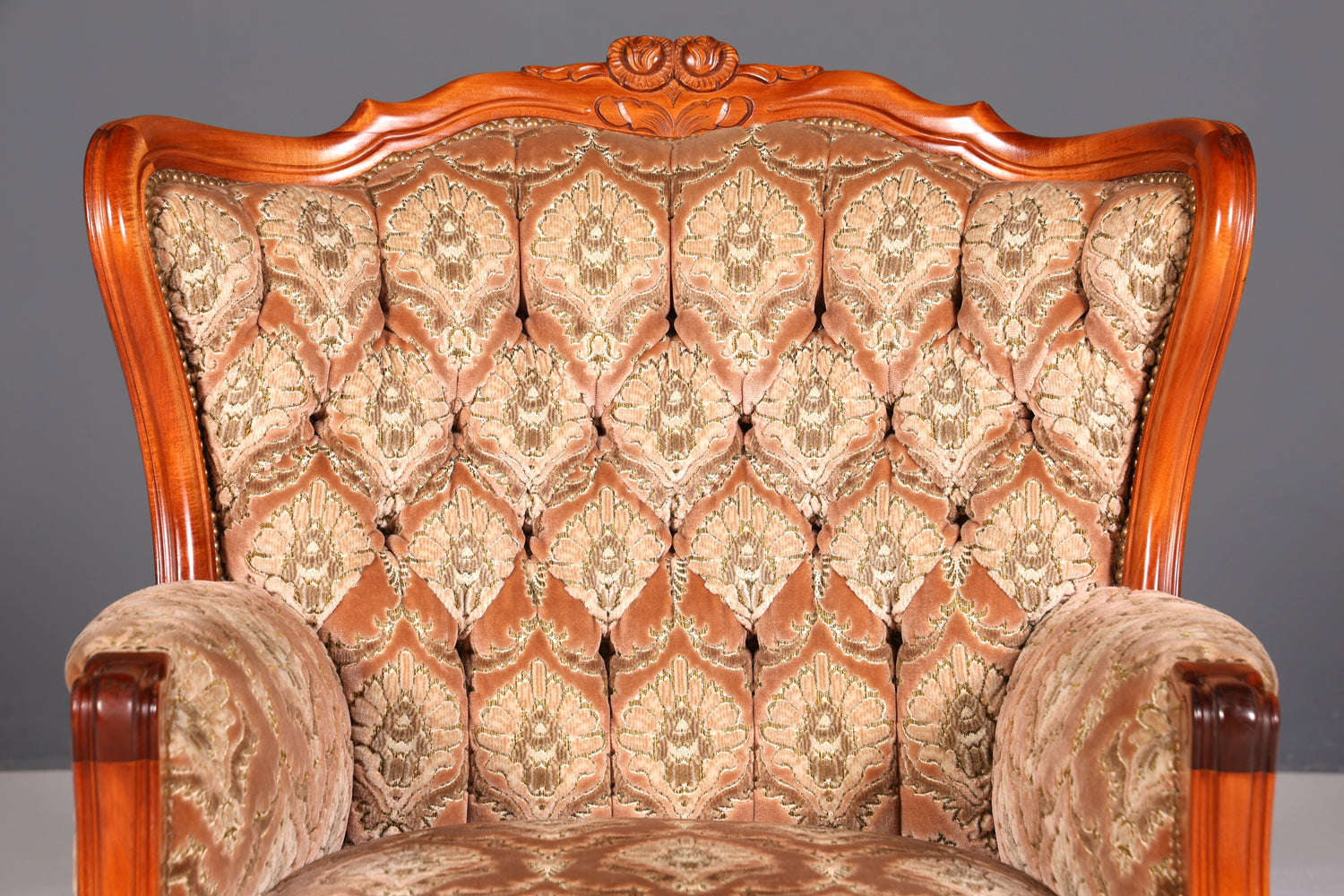 F900 Finish cm Edler Chippendale Armlehnsessel Barock Stil Sessel Armchair Samt Stoff Sessel