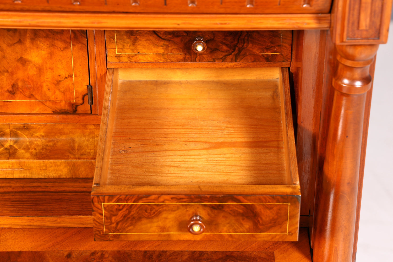 E907 Finish cm, Wunderschöner Gründerzeit Sekretär Vertiko Highboard Louis Philippe Kommode um 1880