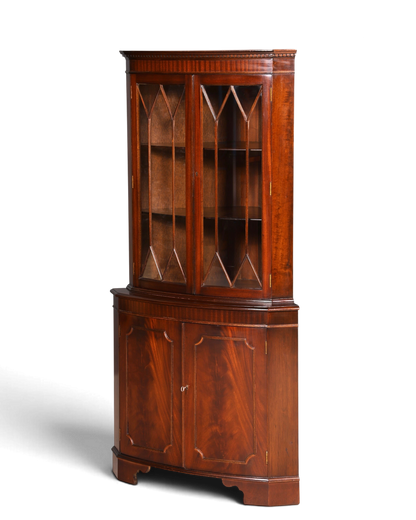 Wunderschöne Englische Eckvitrine Mahagoni Antik 60s echt Holz Schrank Eckschrank Glasvitrine