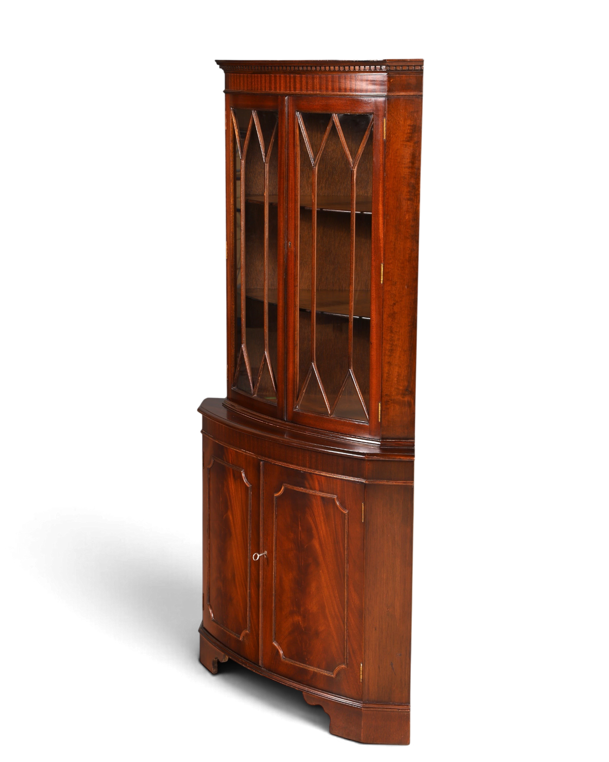 Wunderschöne Englische Eckvitrine Mahagoni Antik 60s echt Holz Schrank Eckschrank Glasvitrine
