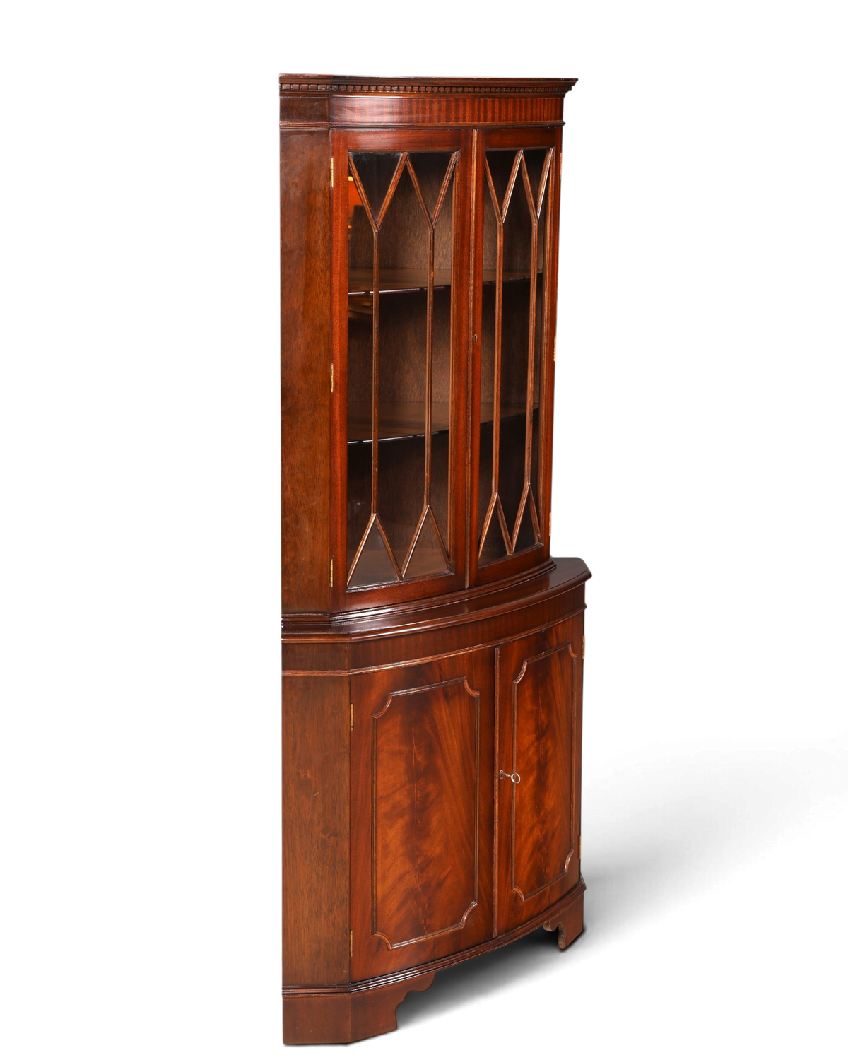 Wunderschöne Englische Eckvitrine Mahagoni Antik 60s echt Holz Schrank Eckschrank Glasvitrine