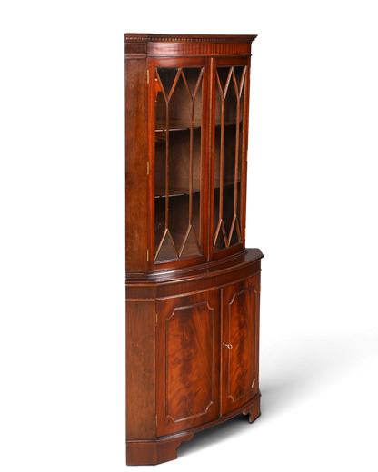 Wunderschöne Englische Eckvitrine Mahagoni Antik 60s echt Holz Schrank Eckschrank Glasvitrine