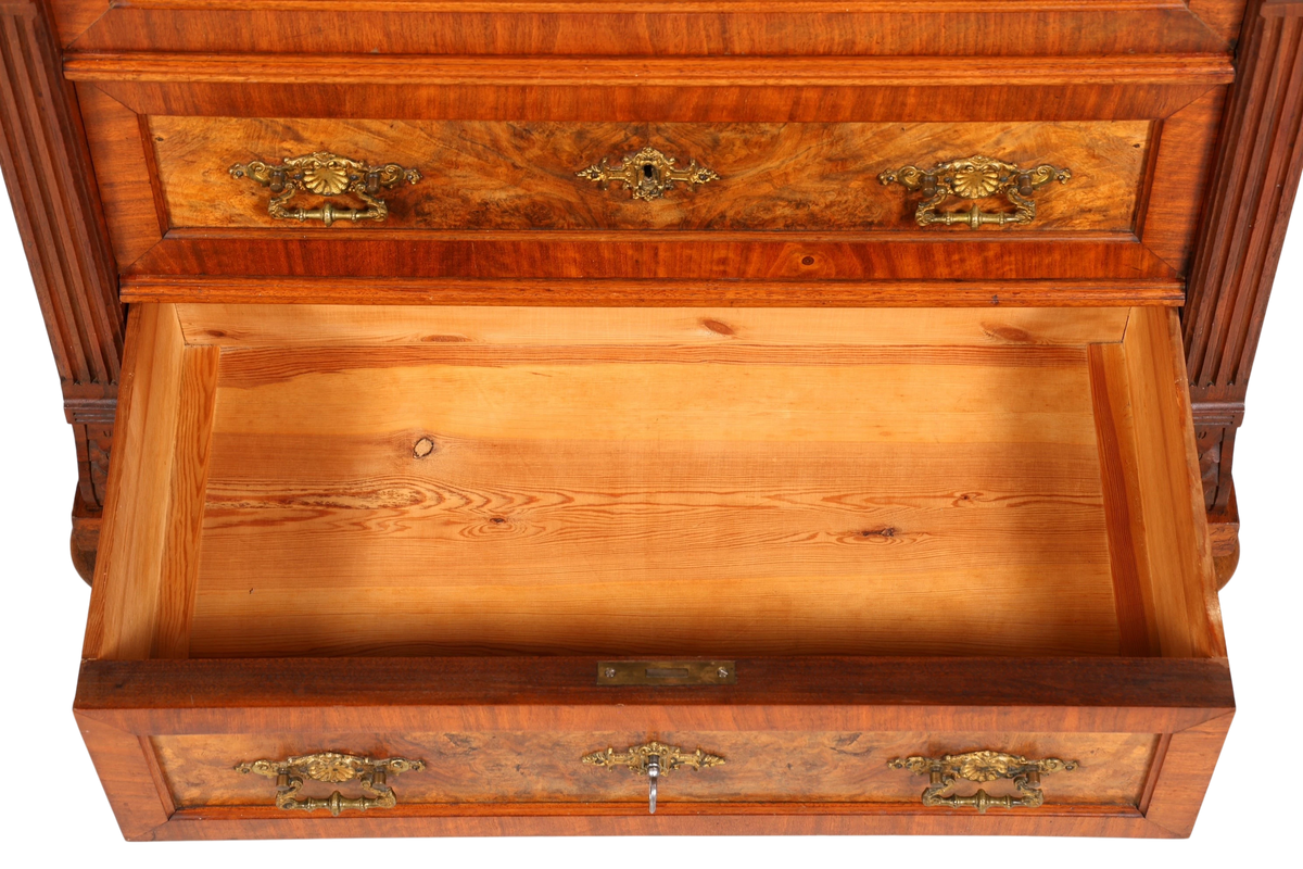 E908 Finish cm, Wunderschöne Gründerzeit Kommode Louis Philippe Nussbaum Schubladen Kommode Sideboard um 1880