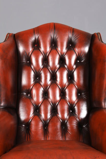 Original Chesterfield Ohrenbacken Sessel Englisch Leder Herrensessel UK Armlehnsessel