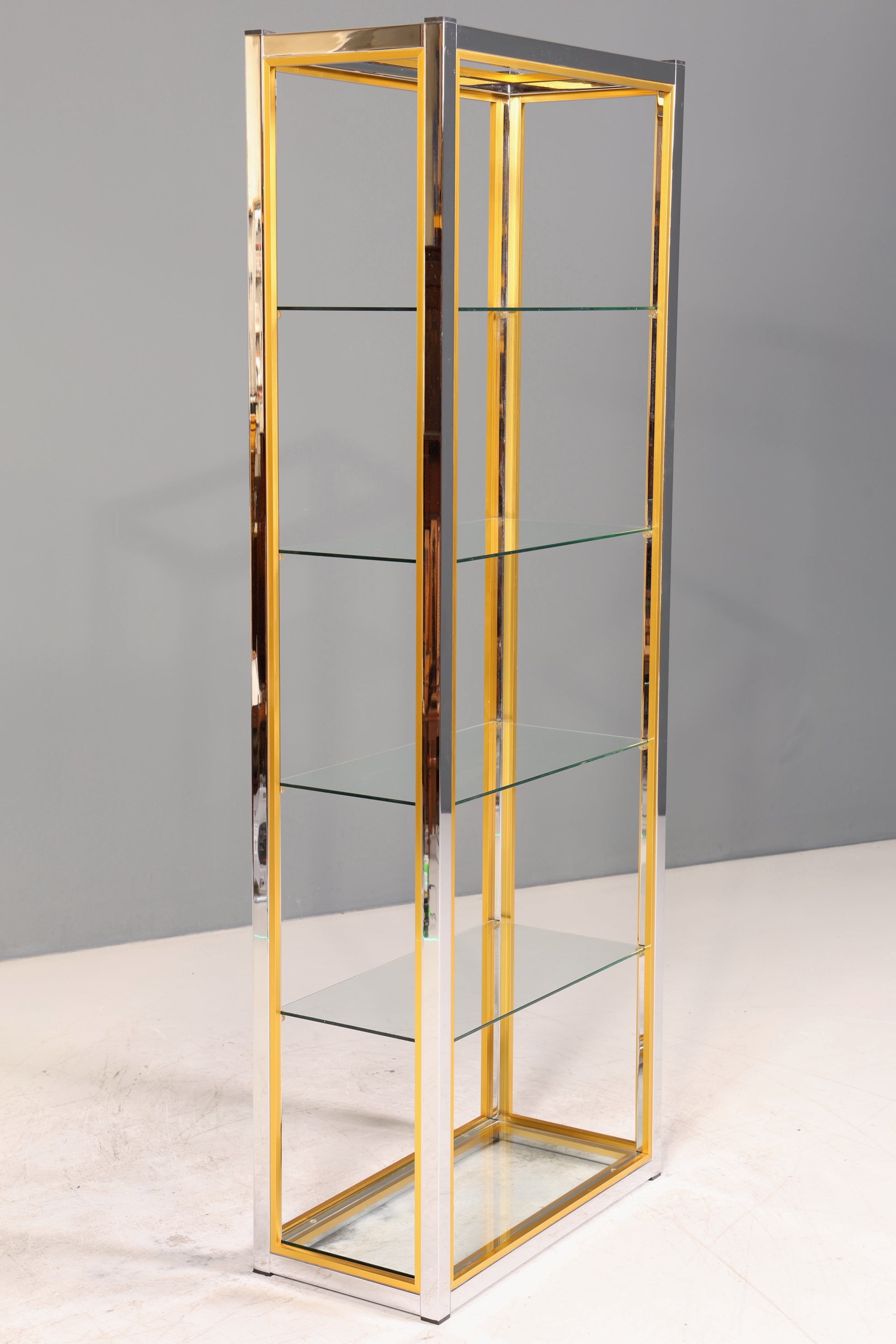 Wunderschönes Bücherregal Design by Renato Zevi Chrome Regal Mid Century Buchablage 1 von 2