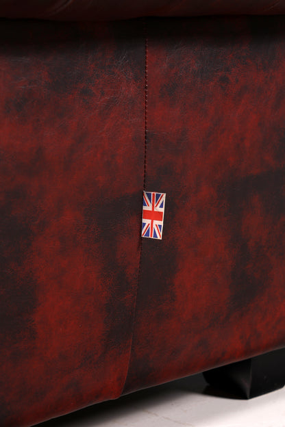 F956 Finish cm Wunderschönes Original Chesterfield Sofa 3- Sitzer echt Leder Oxblood Couch Englisch