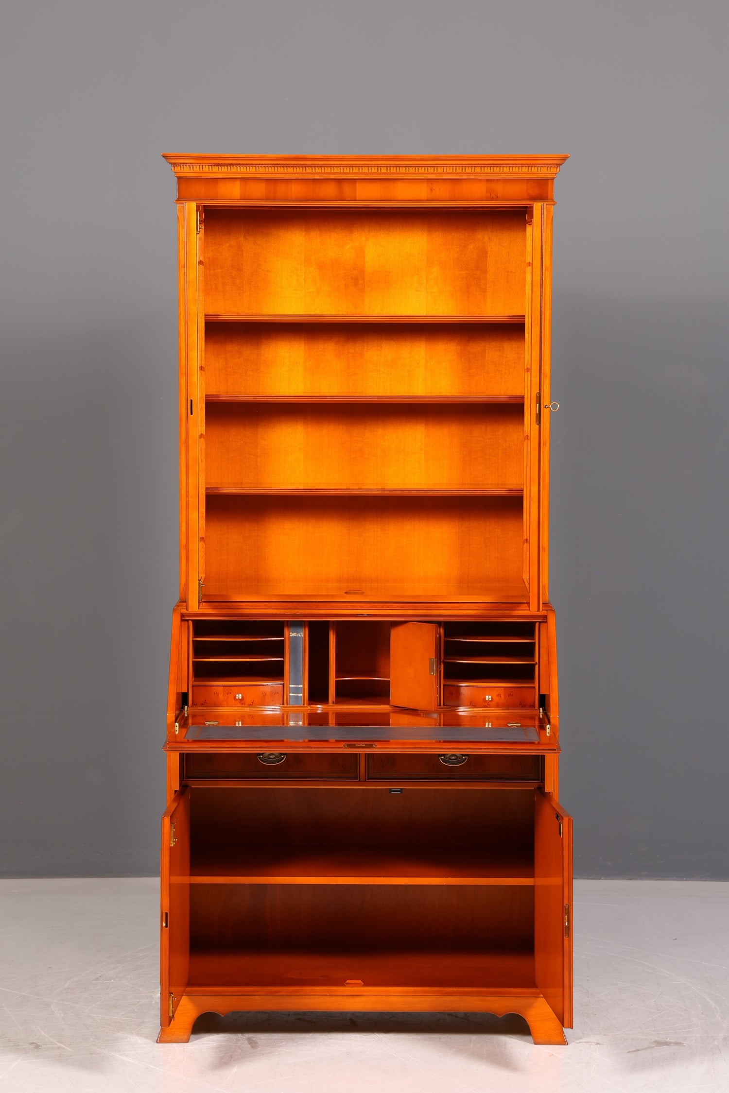 Stilvoller Original Heldense Englischer Aufsatzsekretär Eibe 60s Vitrine Schrank Büro Schreibmöbel UK