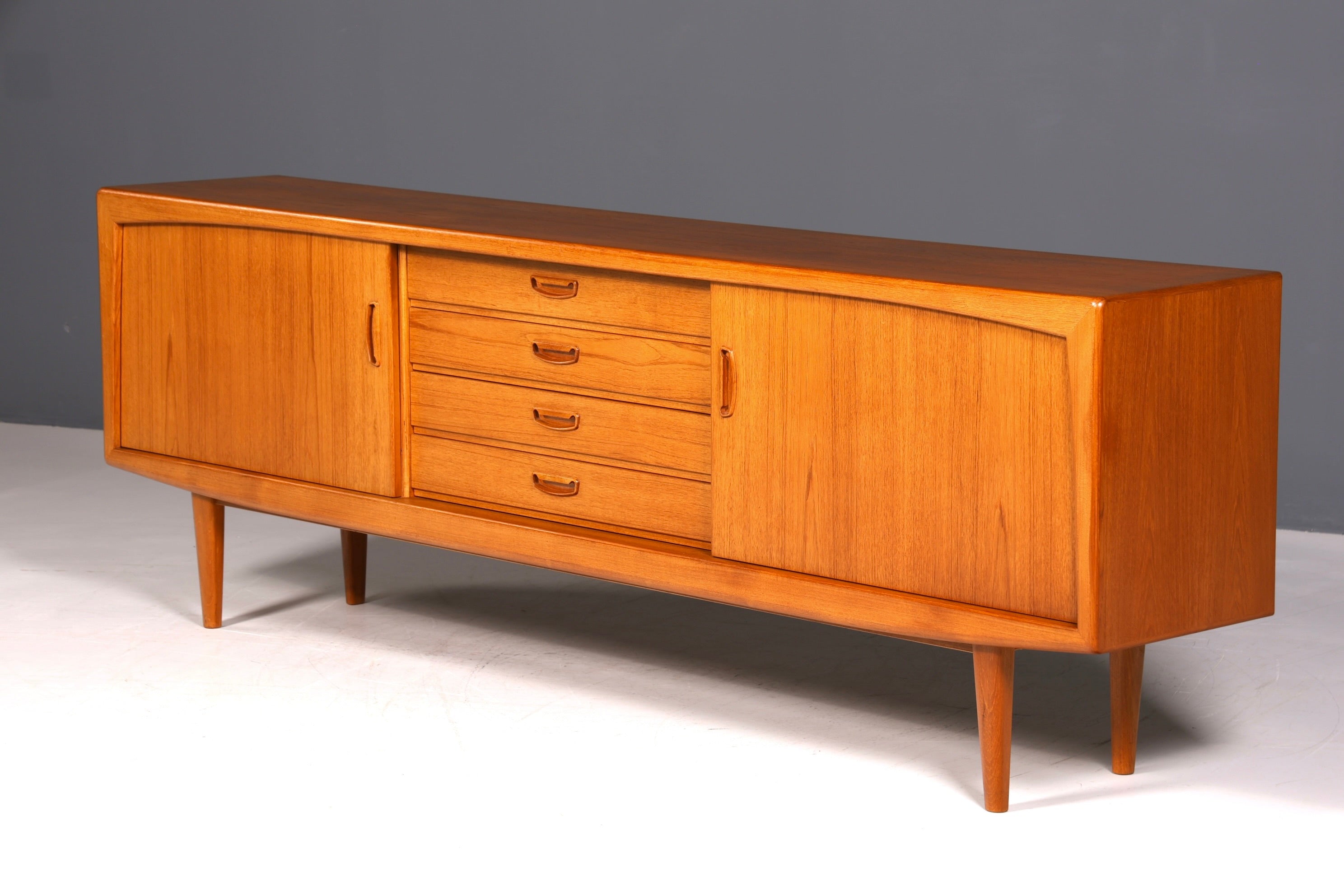 F960 Finish cm Schlichtes Mid Century Sideboard Vintage TV Kommode 60s Schrank Longboard Retro Lowboard