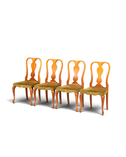4x Wunderschöne Chippendale Stühle Barock Stil Stuhlset Polsterstuhl Set Küchenstühle Esszimmer Stühle