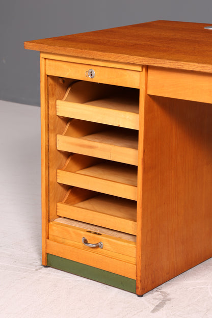 Wunderschöner Bauhaus Rollladen Schreibtisch Mid Century Echt Holz Bürotisch Office Table Vintage