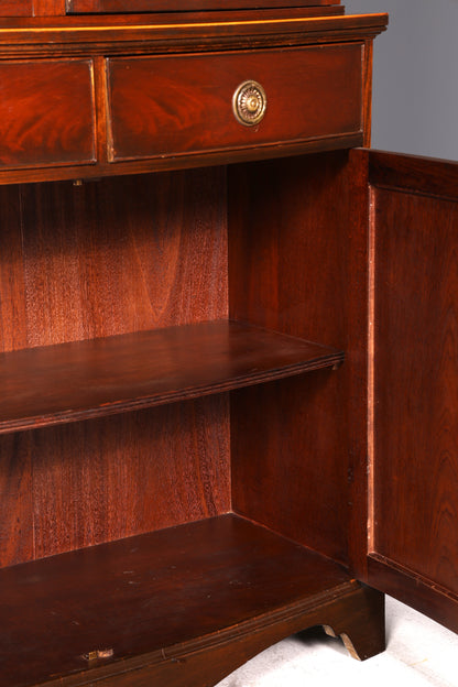Beeindruckender Englischer Bücherschrank Mahagoni Vitrine Bibliothek Bücherregal Glasvitrine Vintage