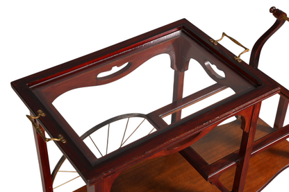 Wunderschöner filigraner Jugendstil Servierwagen Antik Glas Barwagen Teewagen um 1910