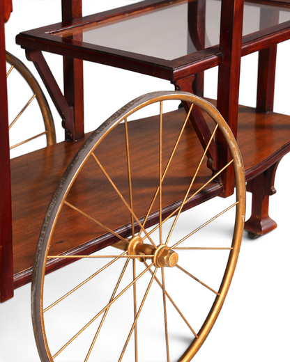 Wunderschöner filigraner Jugendstil Servierwagen Antik Glas Barwagen Teewagen um 1910