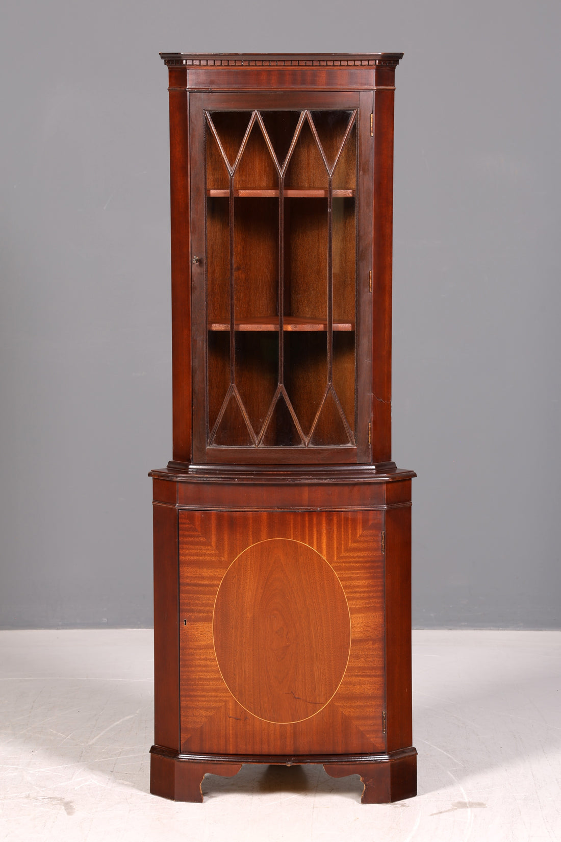 Prachtige Engelse Hoekvitrine Mahonie Jaren 60 Echt Hout Kast Hoekkast Glasvitrine Vitrine Vintage
