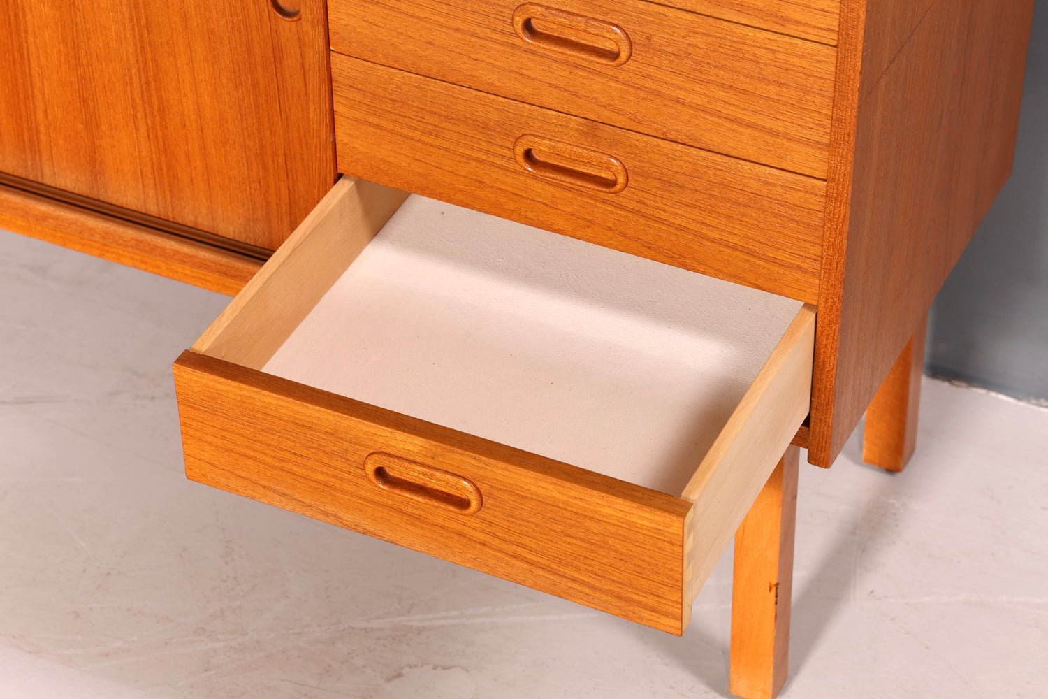 Edles Mid Century Regal Danish Design Sideboard Bücherregal Teak Holz Vitrine Sekretär Schrank Highboard Vintage 60er