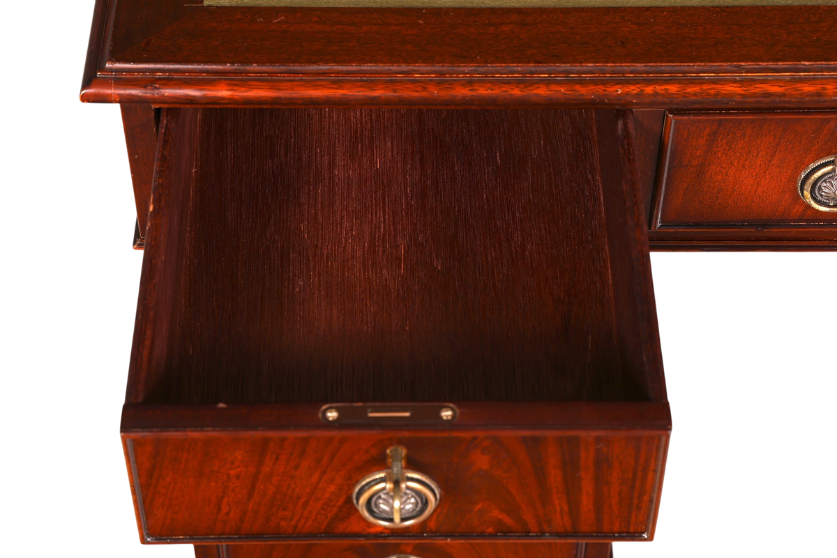 Wunderschöner Englischer Schreibtisch Mahagoni Bürotisch Englisch Desk Leder Auflage
