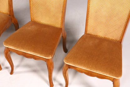 F987 Finish cm 4x Original Chippendale Stuhl Vintage Korbgeflecht Küchenstuhl Samt Stuhl