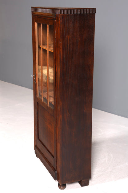 Wunderschöne Jugendstil Vitrine Antike Holz Bücherschrank Eiche Antik Schrank Geschirrschrank