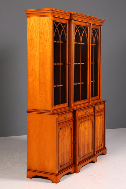 Beeindruckender Englischer Bücherschrank Eibe Vitrine Bibliothek Bücherregal Glasvitrine Buffet Vintage