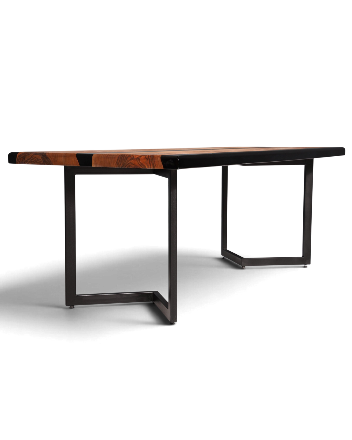 Wunderschöner Epoxidharz Tisch 220-90 cm Epoxy Schwarz Nussbaum Esszimmer Tisch massiv Holz Esstisch