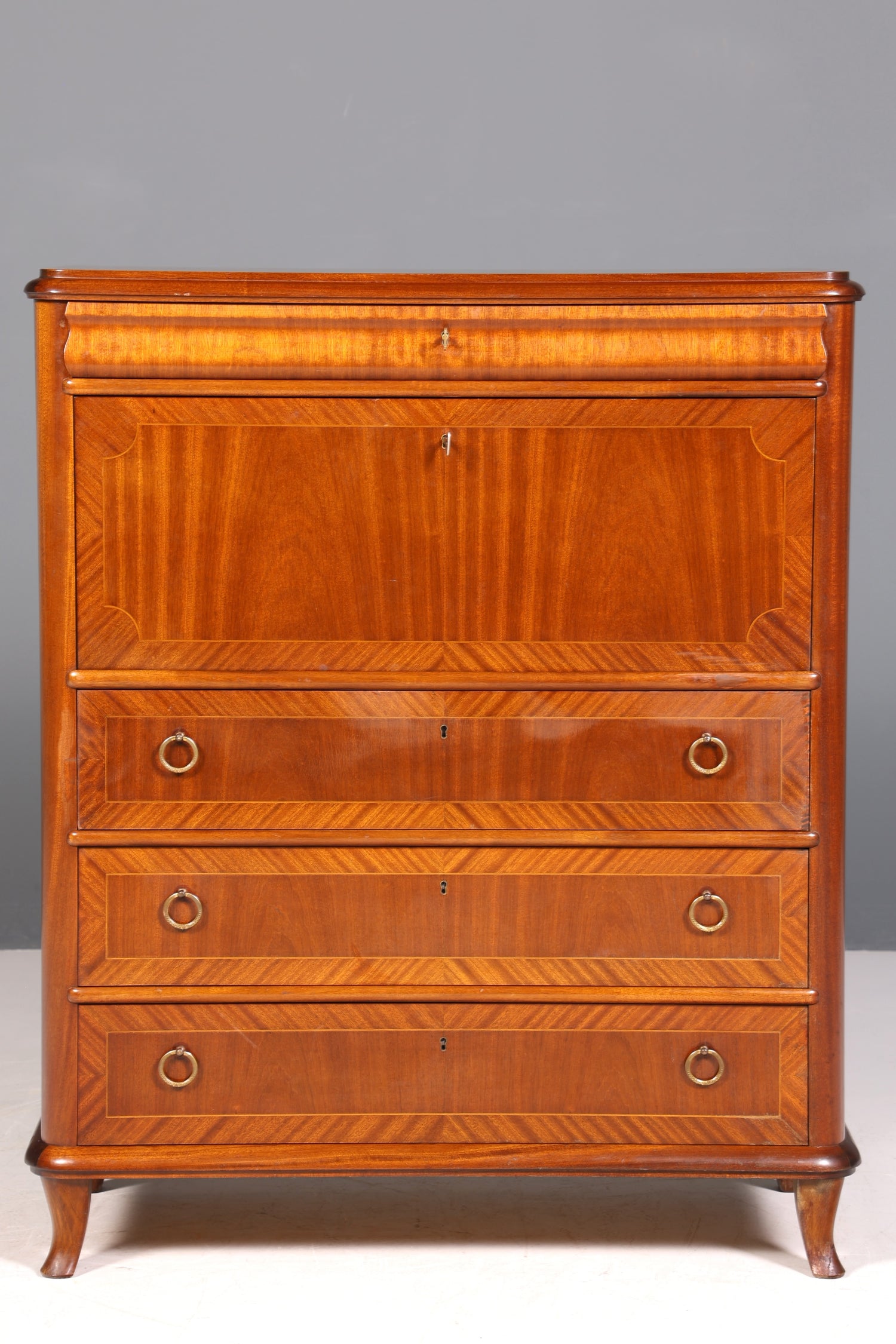 Beautiful antique-style secretary desk, office chest of drawers, Art Deco style, 1950s vertiko writing desk, chest of drawers