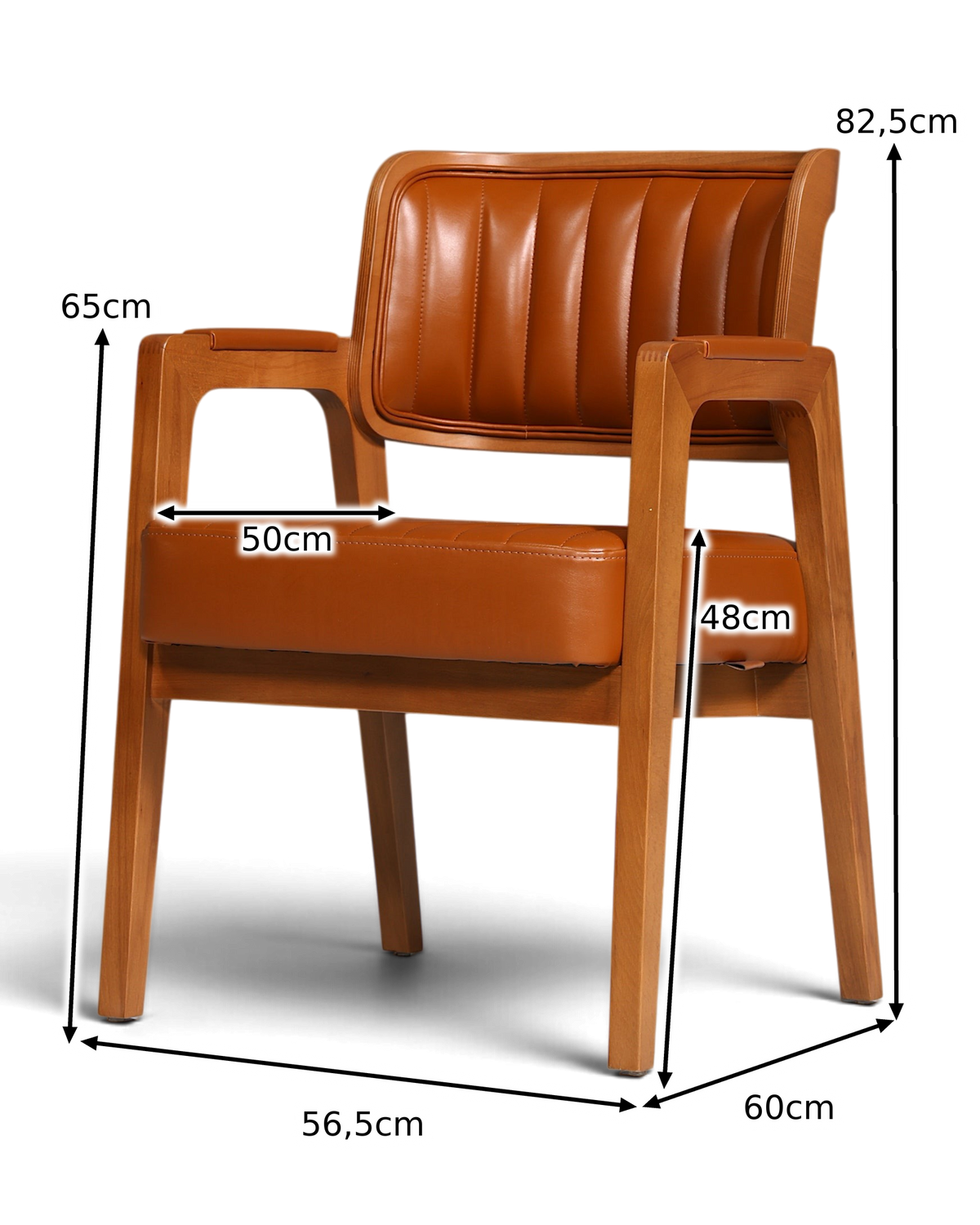 Edel armstoel "LIMA" cognac eetkamerstoel met rotan vlechtwerk gestoffeerde stoel armstoel secretairstoel