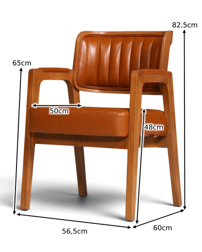 Edel armstoel "LIMA" cognac eetkamerstoel met rotan vlechtwerk gestoffeerde stoel armstoel secretairstoel