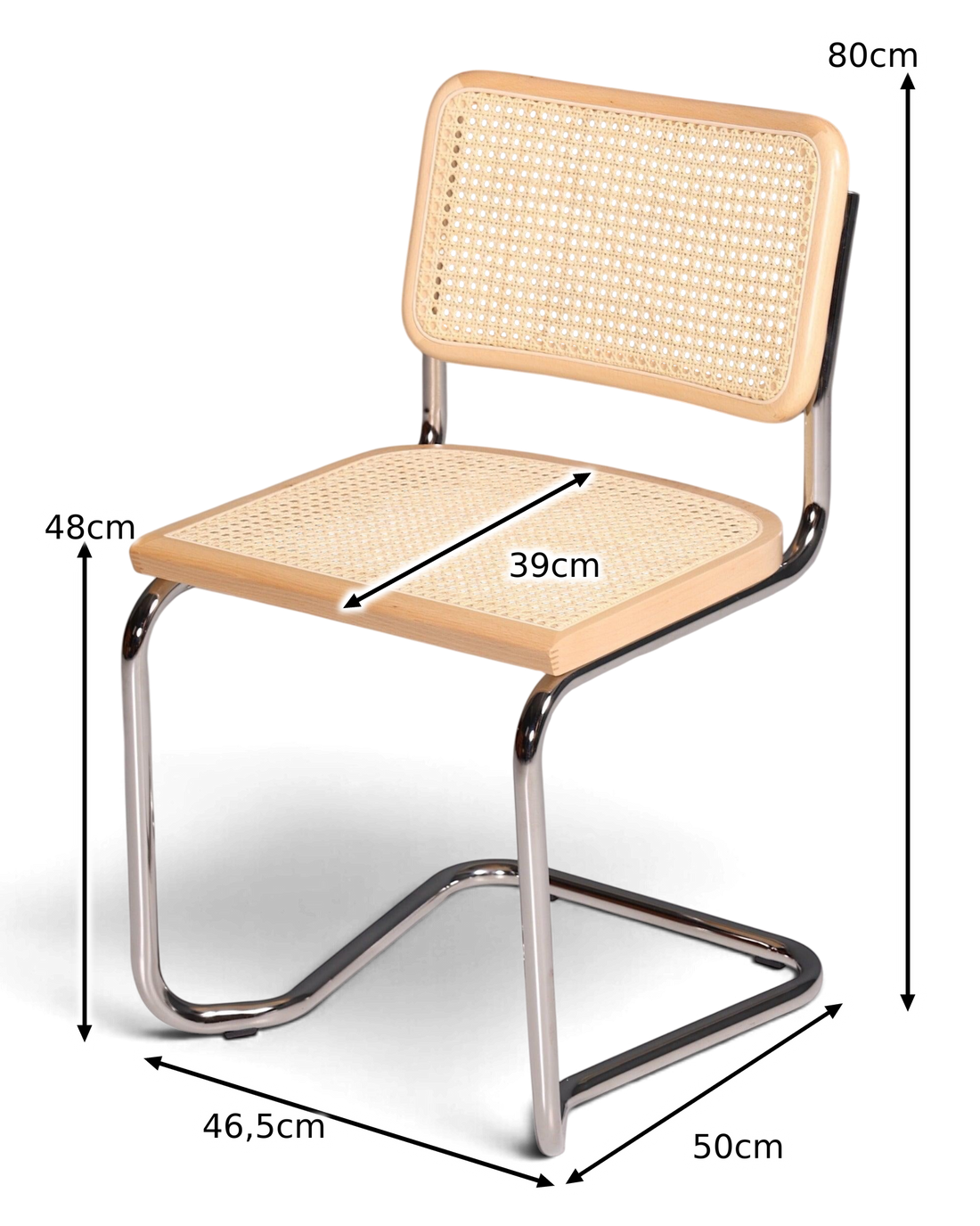 Milano Freischwinger Beige – Weens vlechtwerk &amp; chroomframe | Made in Italy