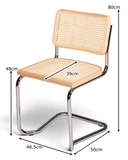 Milano Freischwinger Beige – Weens vlechtwerk &amp; chroomframe | Made in Italy