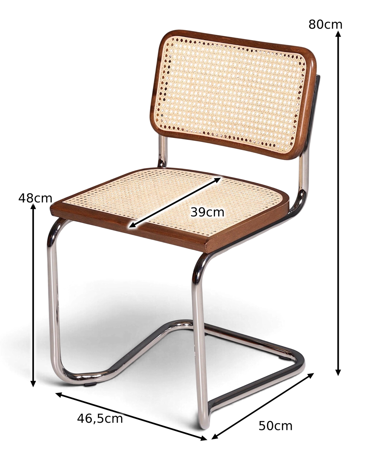 Milano Cantilever Chair Brown – Cane Webbing &amp; Chrome Frame | Made in Italy