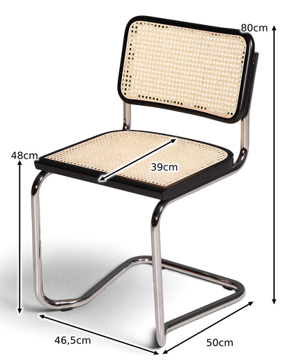 Milano Freischwinger Zwart – Weens vlechtwerk &amp; chroomframe | Made in Italy