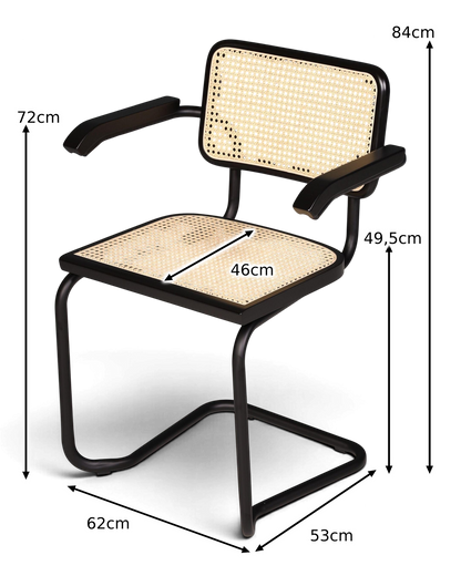 Milano armstoel zwart – rotan vlechtwerk &amp; zwart frame | Made in Italy