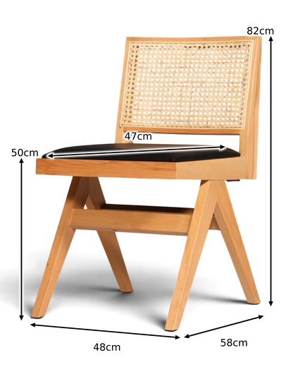 Zeer stijlvolle mandvlechtstoel "Vienna Wood" Bauhaus relax eetkamerstoel lounge stoel keukenstoel