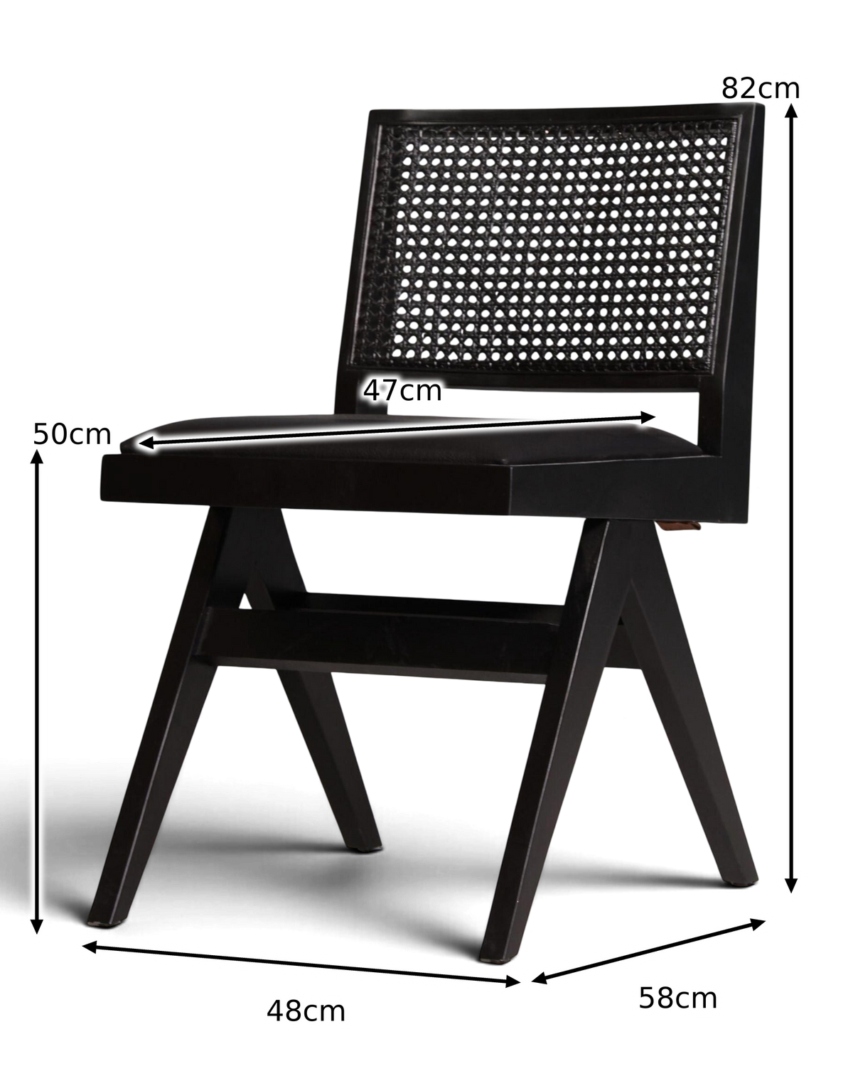Zeer stijlvolle mandvlechtstoel "Vienna Black" zwarte Bauhaus relax lounge stoel Keukenstoel secretaresse stoel
