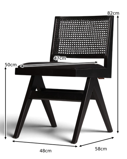 Zeer stijlvolle mandvlechtstoel "Vienna Black" zwarte Bauhaus relax lounge stoel Keukenstoel secretaresse stoel